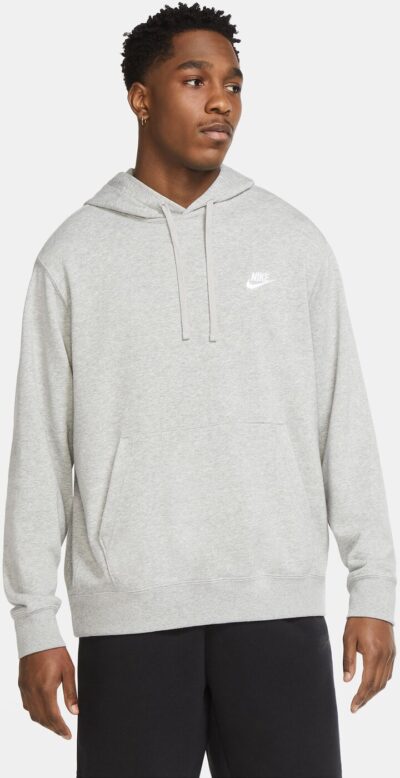 NIKE M NSW CLUB HOODIE PO FT DK GREY HEATHER/MATTE SILVER/W