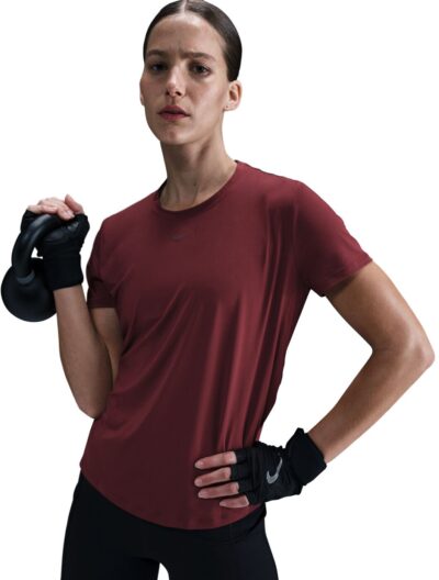 NIKE W NK ONE CLASSIC DF SS TOP DARK TEAM RED/BLACK – Bild 3