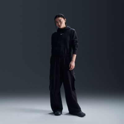 NIKE W NSW PHNX FLC STD PO HOODIE BLACK/SAIL – Bild 2