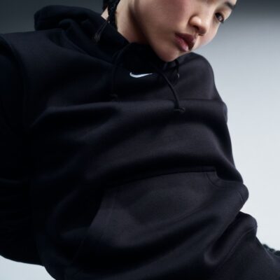 NIKE W NSW PHNX FLC STD PO HOODIE BLACK/SAIL – Bild 5