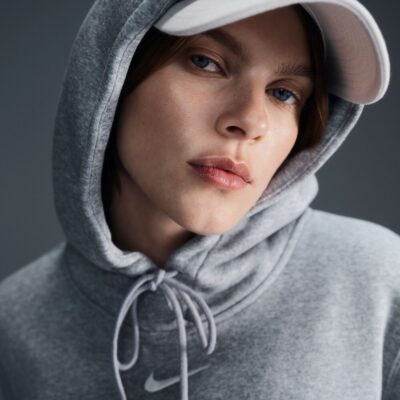 NIKE W NSW PHNX FLC STD PO HOODIE DK GREY HEATHER/SAIL – Bild 5