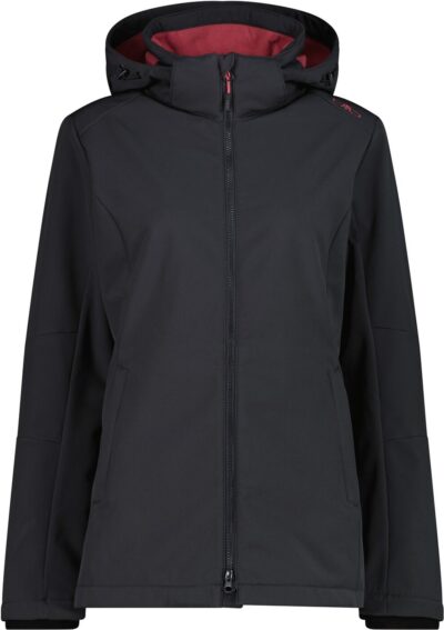 CMP WOMAN JACKET ZIP HOOD ANTRACITE-PEONY