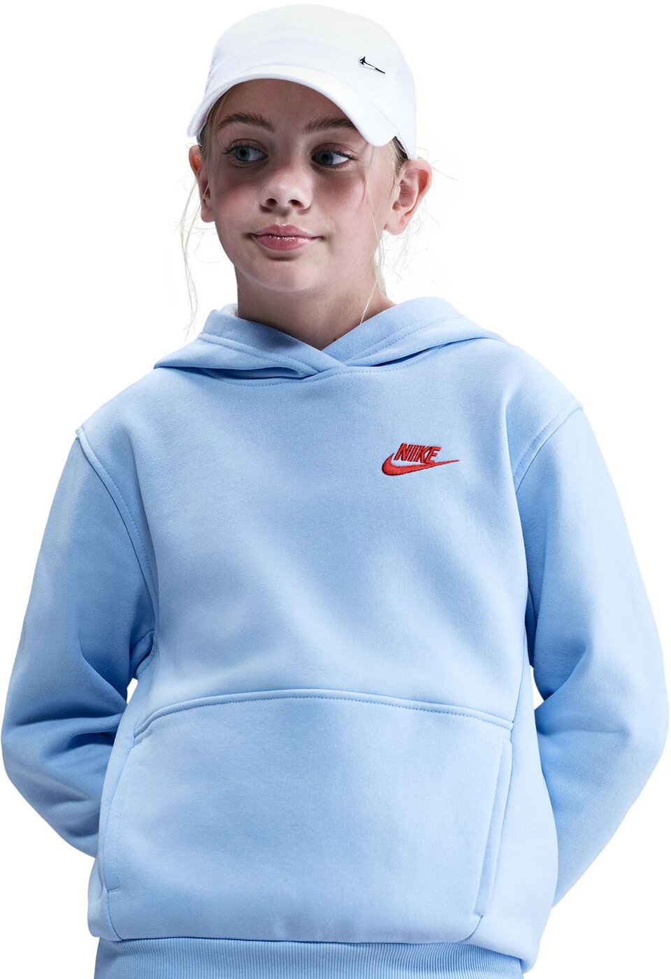 NIKE K NSW CLUB FLC HDY LBR ROYAL TINT/LT CRIMSON – Bild 3