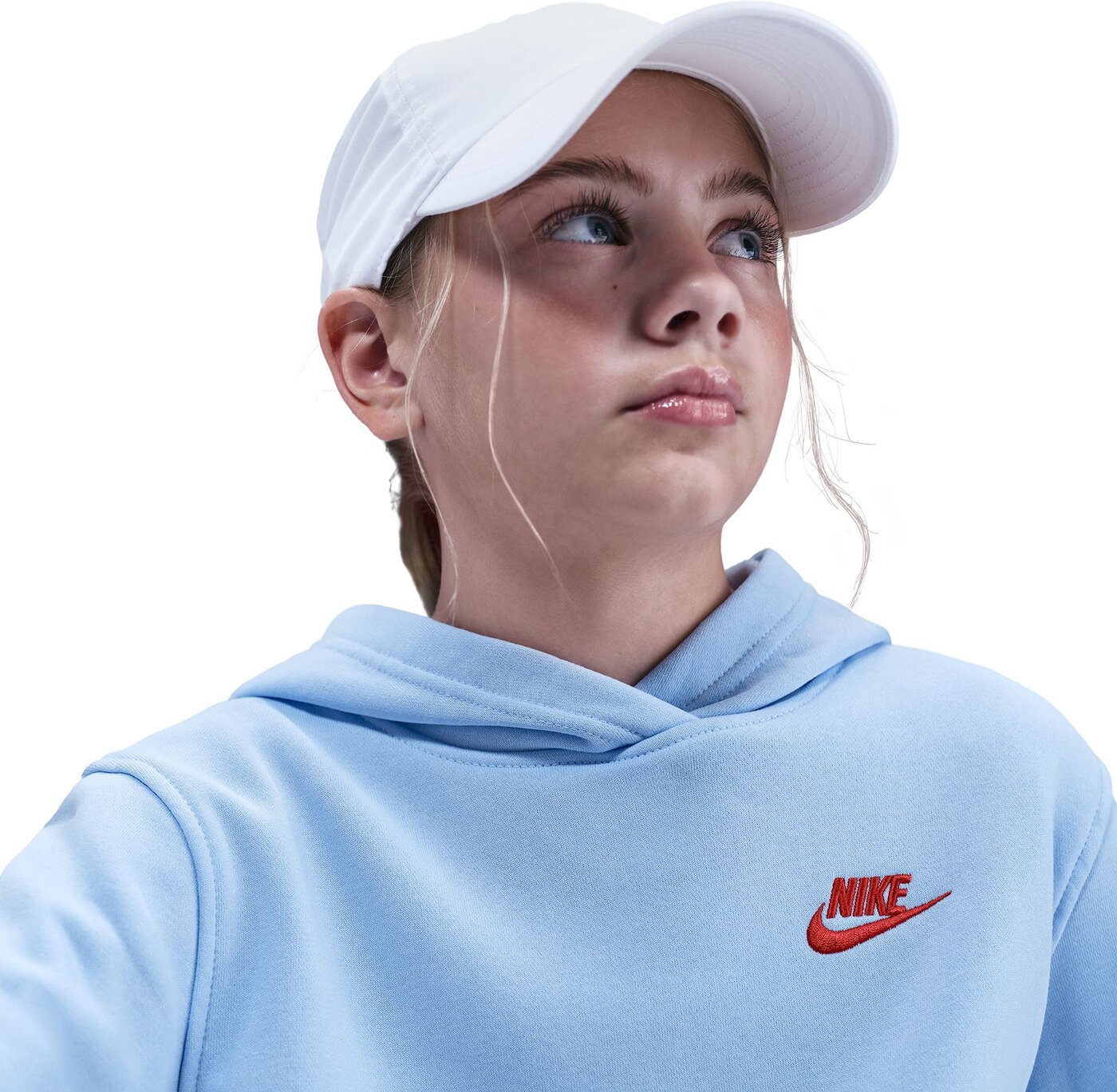 NIKE K NSW CLUB FLC HDY LBR ROYAL TINT/LT CRIMSON – Bild 5