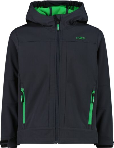 CMP BOY  SOFTSHELL JACKET FIX HOOD ANTRACITE-DEEP MINT