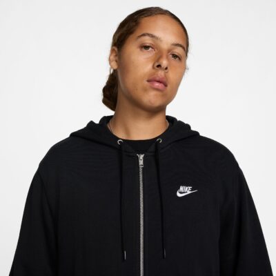 NIKE M NK CLUB FT FZ HOODIE BLACK/BLACK/WHITE – Bild 4